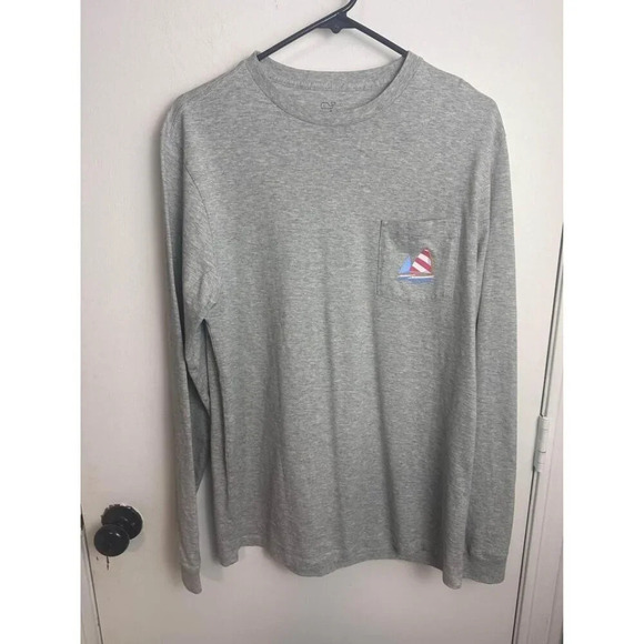 gray vineyard vines longsleeve graphic sailing size small #0956 - Picture 1 of 9